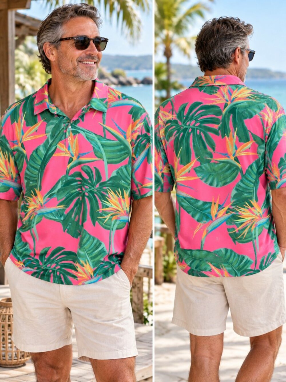 Chubbies The Birds of Paradise Performance Polo XXL Pink Tropical Golf Resort